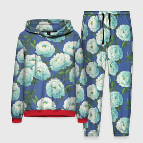 Мужской костюм с толстовкой 3D с принтом Узор из белых пионов в городе Новоалтайск,  |  | 