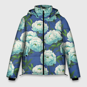 Мужская зимняя куртка 3D с принтом Узор из белых пионов в городе Новоалтайск, верх — 100% полиэстер; подкладка — 100% полиэстер; утеплитель — 100% полиэстер | длина ниже бедра, свободный силуэт Оверсайз. Есть воротник-стойка, отстегивающийся капюшон и ветрозащитная планка. 

Боковые карманы с листочкой на кнопках и внутренний карман на молнии. | 