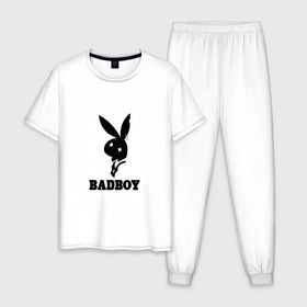 Мужская пижама хлопок с принтом Badboy в Тюмени, 100% хлопок | брюки и футболка прямого кроя, без карманов, на брюках мягкая резинка на поясе и по низу штанин
 | 