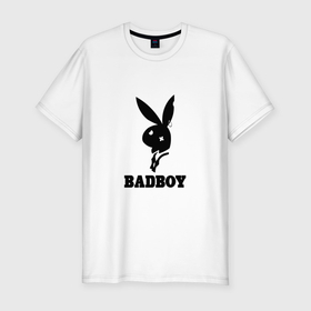 Мужская футболка хлопок Slim с принтом Badboy в Тюмени, 92% хлопок, 8% лайкра | приталенный силуэт, круглый вырез ворота, длина до линии бедра, короткий рукав | 