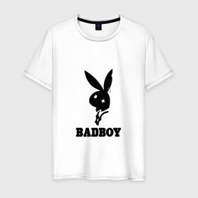 Мужская футболка хлопок с принтом Badboy в Новосибирске, 100% хлопок | прямой крой, круглый вырез горловины, длина до линии бедер, слегка спущенное плечо. | Тематика изображения на принте: 