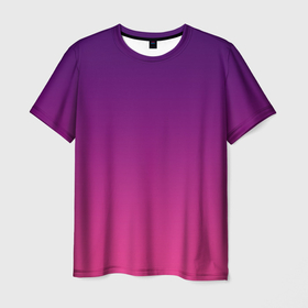 Мужская футболка 3D с принтом Фиолетово малиновый градиент в Тюмени, 100% полиэфир | прямой крой, круглый вырез горловины, длина до линии бедер | 