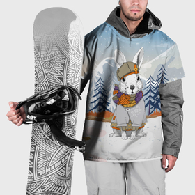 Накидка на куртку 3D с принтом Модный заяц новый год в Белгороде, 100% полиэстер |  | Тематика изображения на принте: 