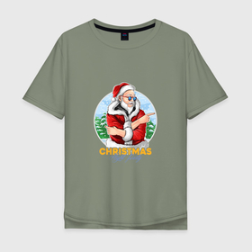 Мужская футболка хлопок Oversize с принтом Christmas night party , 100% хлопок | свободный крой, круглый ворот, “спинка” длиннее передней части | Тематика изображения на принте: 