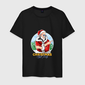 Мужская футболка хлопок с принтом Christmas night party в Екатеринбурге, 100% хлопок | прямой крой, круглый вырез горловины, длина до линии бедер, слегка спущенное плечо. | 