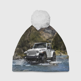Шапка 3D c помпоном с принтом Chrysler Jeep Rubicon преодолевает водную преграду в Кировске, 100% полиэстер | универсальный размер, печать по всей поверхности изделия | Тематика изображения на принте: 