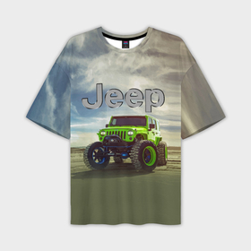 Мужская футболка oversize 3D с принтом Chrysler Jeep Rubicon в пустыне в Петрозаводске,  |  | 