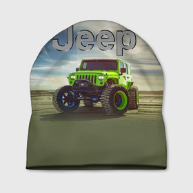 Шапка 3D с принтом Chrysler Jeep Rubicon в пустыне в Екатеринбурге, 100% полиэстер | универсальный размер, печать по всей поверхности изделия | 
