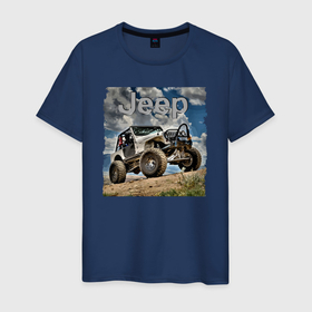 Мужская футболка хлопок с принтом Chrysler Jeep Fordyce в пустыне , 100% хлопок | прямой крой, круглый вырез горловины, длина до линии бедер, слегка спущенное плечо. | 