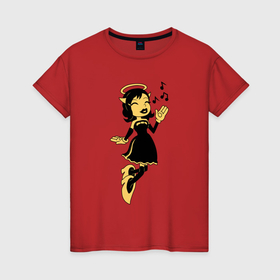 Женская футболка хлопок с принтом Bendy   Ангел Алиса в Курске, 100% хлопок | прямой крой, круглый вырез горловины, длина до линии бедер, слегка спущенное плечо | 