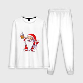 Мужская пижама с лонгсливом хлопок с принтом Санта весельчак в Тюмени,  |  | 