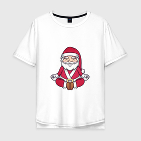 Мужская футболка хлопок Oversize с принтом Санта релакс в Екатеринбурге, 100% хлопок | свободный крой, круглый ворот, “спинка” длиннее передней части | 