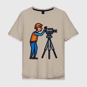 Мужская футболка хлопок Oversize с принтом Оператор в Петрозаводске, 100% хлопок | свободный крой, круглый ворот, “спинка” длиннее передней части | 