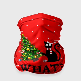 Бандана-труба 3D с принтом What кот роняет новогоднюю ёлку в Санкт-Петербурге, 100% полиэстер, ткань с особыми свойствами — Activecool | плотность 150‒180 г/м2; хорошо тянется, но сохраняет форму | 