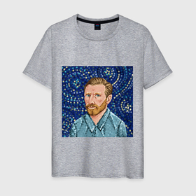 Мужская футболка хлопок с принтом Винсент Ван Гог художник в Екатеринбурге, 100% хлопок | прямой крой, круглый вырез горловины, длина до линии бедер, слегка спущенное плечо. | 