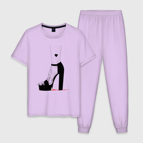 Мужская пижама хлопок с принтом Нога ведьмы в Екатеринбурге, 100% хлопок | брюки и футболка прямого кроя, без карманов, на брюках мягкая резинка на поясе и по низу штанин
 | 