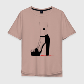 Мужская футболка хлопок Oversize с принтом Нога ведьмы в Екатеринбурге, 100% хлопок | свободный крой, круглый ворот, “спинка” длиннее передней части | 