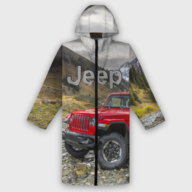 Мужской дождевик 3D с принтом Chrysler Jeep Wrangler Rubicon на горной дороге ,  |  | Тематика изображения на принте: 
