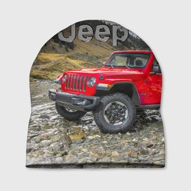Шапка 3D с принтом Chrysler Jeep Wrangler Rubicon на горной дороге в Кировске, 100% полиэстер | универсальный размер, печать по всей поверхности изделия | Тематика изображения на принте: 