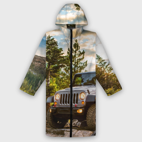 Мужской дождевик 3D с принтом Chrysler Jeep Wrangler Rubicon на природе ,  |  | Тематика изображения на принте: 