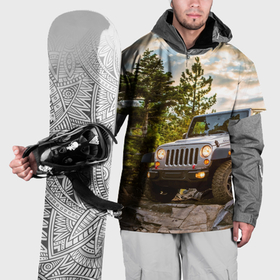 Накидка на куртку 3D с принтом Chrysler Jeep Wrangler Rubicon на природе , 100% полиэстер |  | 