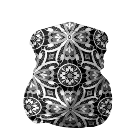 Бандана-труба 3D с принтом Белое кружево на черном в Белгороде, 100% полиэстер, ткань с особыми свойствами — Activecool | плотность 150‒180 г/м2; хорошо тянется, но сохраняет форму | 