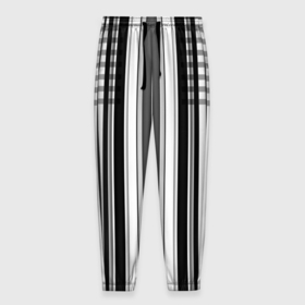 Мужские брюки 3D с принтом Бело серый полосатый узор в Кировске, 100% полиэстер | манжеты по низу, эластичный пояс регулируется шнурком, по бокам два кармана без застежек, внутренняя часть кармана из мелкой сетки | 