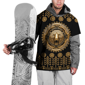 Накидка на куртку 3D с принтом Медведь золотой барельеф с этническим орнаментом в Кировске, 100% полиэстер |  | Тематика изображения на принте: 