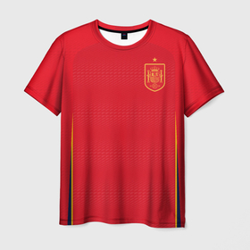 Мужская футболка 3D с принтом Форма сборной Испании ЧМ 2022 в Санкт-Петербурге, 100% полиэфир | прямой крой, круглый вырез горловины, длина до линии бедер | Тематика изображения на принте: 