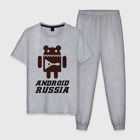 Мужская пижама хлопок с принтом Андроид россия в Екатеринбурге, 100% хлопок | брюки и футболка прямого кроя, без карманов, на брюках мягкая резинка на поясе и по низу штанин
 | Тематика изображения на принте: 