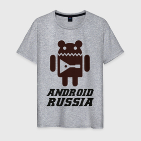 Мужская футболка хлопок с принтом Андроид россия в Екатеринбурге, 100% хлопок | прямой крой, круглый вырез горловины, длина до линии бедер, слегка спущенное плечо. | Тематика изображения на принте: 