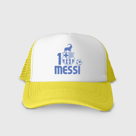 Кепка тракер с сеткой с принтом 10 Messi в Тюмени, трикотажное полотно; задняя часть — сетка | длинный козырек, универсальный размер, пластиковая застежка | 