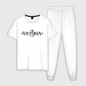Мужская пижама хлопок с принтом Victoria 3 logo в Новосибирске, 100% хлопок | брюки и футболка прямого кроя, без карманов, на брюках мягкая резинка на поясе и по низу штанин
 | Тематика изображения на принте: 