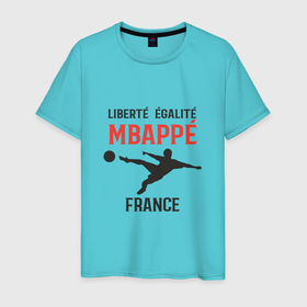 Мужская футболка хлопок с принтом Mbappe France в Тюмени, 100% хлопок | прямой крой, круглый вырез горловины, длина до линии бедер, слегка спущенное плечо. | 