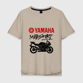 Мужская футболка хлопок Oversize с принтом Yamaha   motorsport в Тюмени, 100% хлопок | свободный крой, круглый ворот, “спинка” длиннее передней части | 