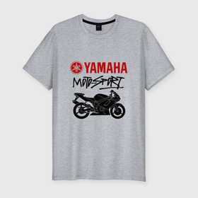 Мужская футболка хлопок Slim с принтом Yamaha   motorsport , 92% хлопок, 8% лайкра | приталенный силуэт, круглый вырез ворота, длина до линии бедра, короткий рукав | 