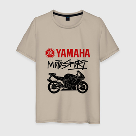 Мужская футболка хлопок с принтом Yamaha   motorsport , 100% хлопок | прямой крой, круглый вырез горловины, длина до линии бедер, слегка спущенное плечо. | 