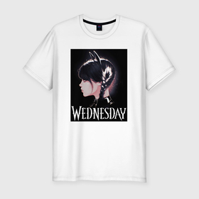 Мужская футболка хлопок Slim с принтом Wednesday кошечка в городе Новоалтайск, 92% хлопок, 8% лайкра | приталенный силуэт, круглый вырез ворота, длина до линии бедра, короткий рукав | 