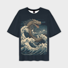 Мужская футболка oversize 3D с принтом Морской дракон в японском стиле в Белгороде,  |  | Тематика изображения на принте: 