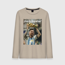 Мужской лонгслив хлопок с принтом Lionel Messi   world champion   Argentina в Петрозаводске, 100% хлопок |  | Тематика изображения на принте: 