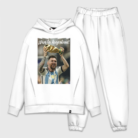 Мужской костюм хлопок OVERSIZE с принтом Lionel Messi   world champion   Argentina в Петрозаводске,  |  | 
