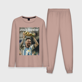 Мужская пижама хлопок (с лонгсливом) с принтом Lionel Messi   world champion   Argentina в Петрозаводске,  |  | 