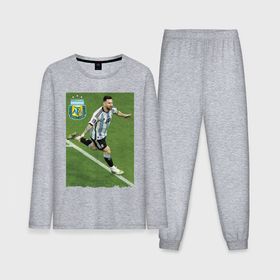Мужская пижама хлопок (с лонгсливом) с принтом Argentina   Lionel Messi   world champion в Курске,  |  | Тематика изображения на принте: 
