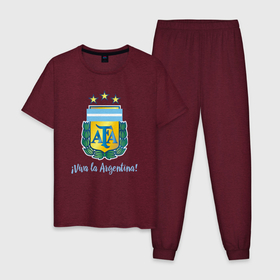 Мужская пижама хлопок с принтом Эмблема федерации футбола Аргентины в Курске, 100% хлопок | брюки и футболка прямого кроя, без карманов, на брюках мягкая резинка на поясе и по низу штанин
 | 