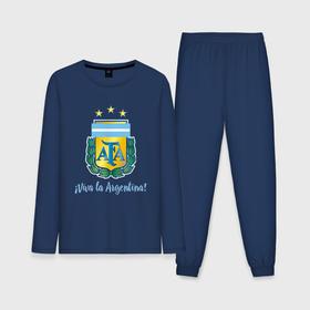 Мужская пижама хлопок (с лонгсливом) с принтом Эмблема федерации футбола Аргентины в Курске,  |  | 