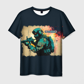 Мужская футболка 3D с принтом Counter Strike street art в Курске, 100% полиэфир | прямой крой, круглый вырез горловины, длина до линии бедер | Тематика изображения на принте: 
