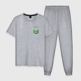 Мужская пижама хлопок с принтом Герб федерации футбола Аргентины в Тюмени, 100% хлопок | брюки и футболка прямого кроя, без карманов, на брюках мягкая резинка на поясе и по низу штанин
 | 