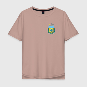 Мужская футболка хлопок Oversize с принтом Герб федерации футбола Аргентины в Тюмени, 100% хлопок | свободный крой, круглый ворот, “спинка” длиннее передней части | Тематика изображения на принте: 