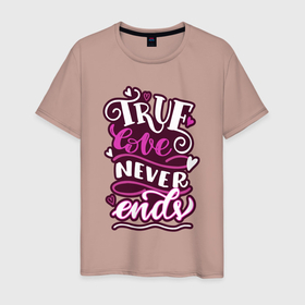 Мужская футболка хлопок с принтом True love title в Белгороде, 100% хлопок | прямой крой, круглый вырез горловины, длина до линии бедер, слегка спущенное плечо. | Тематика изображения на принте: 