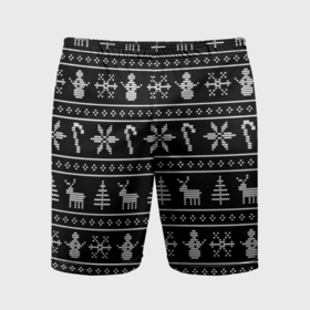 Мужские шорты спортивные с принтом Узор с ёлками снежинками и оленями в Кировске,  |  | 